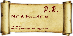 Pánt Ruszlána névjegykártya